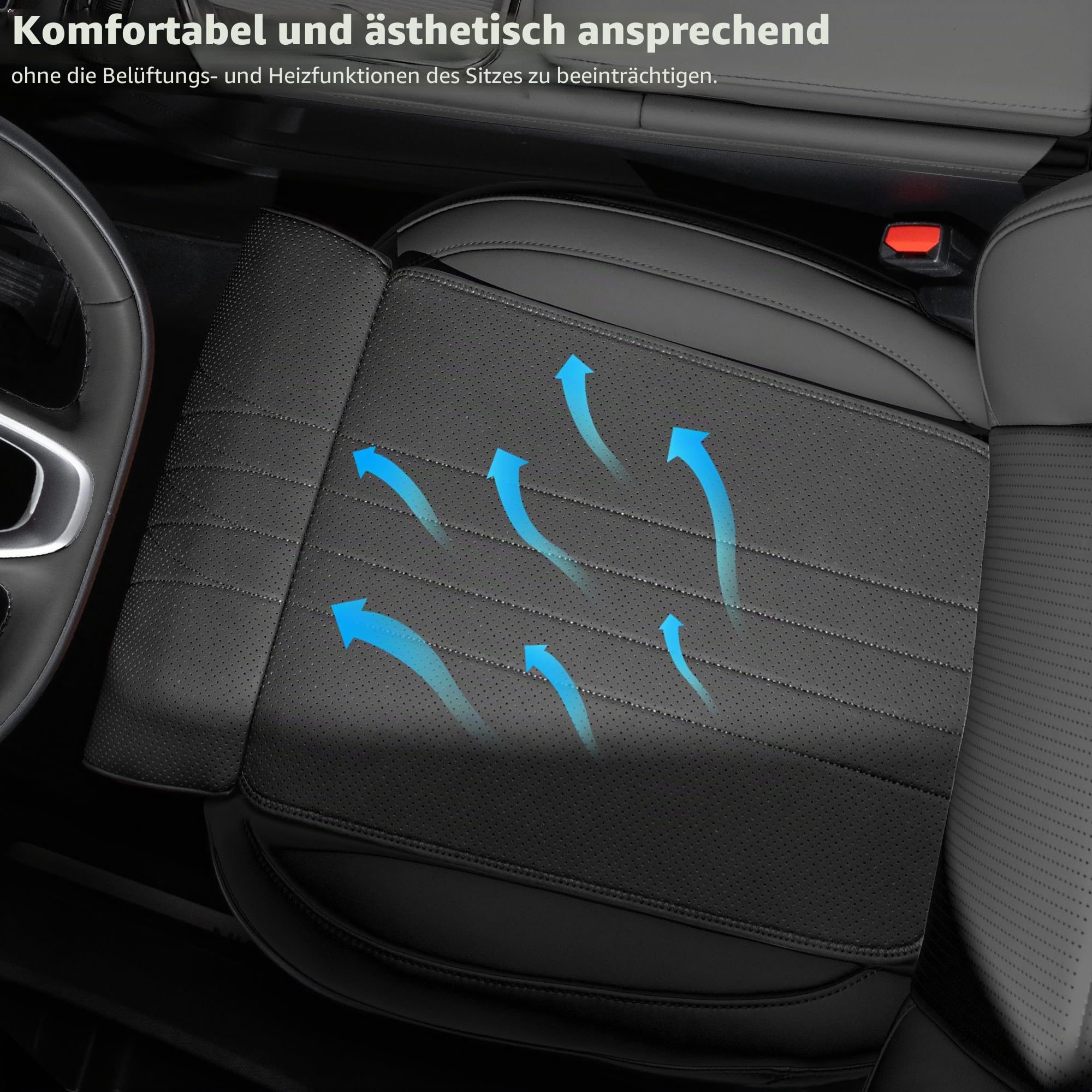 Autositzverlängerung Beinstütze, Sitzverlängerung für Fahrer, Stützkissen für Fahrersitze, Bürostuhl Bezug mit Beinverlängerung, Autositzkissen Beinauflage, Schwarz