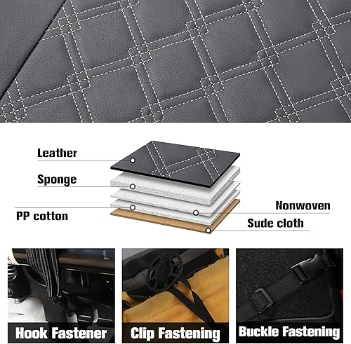 Miniatura 4 de CAROMOP Juego de fundas de asiento delantero de automóvil de piel sintética de lujo, fundas de asiento de automóvil impermeables antimanchas para