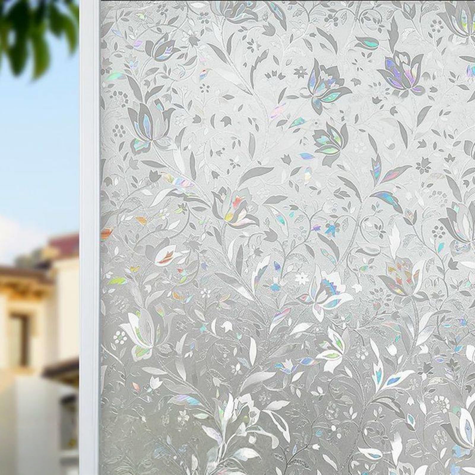 Frosted Glass Film Window Privacy Screen Non Adhesive Static Cling Sticker Decorative Window Film Light Softening Waterproof Easy DIY Installation Privacy Film For Glass Windows(40x200cm)