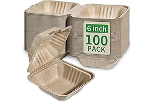 Pack of 100 Six-inch Eco-Friendly Biodegradable Compostable Small to Go Containers