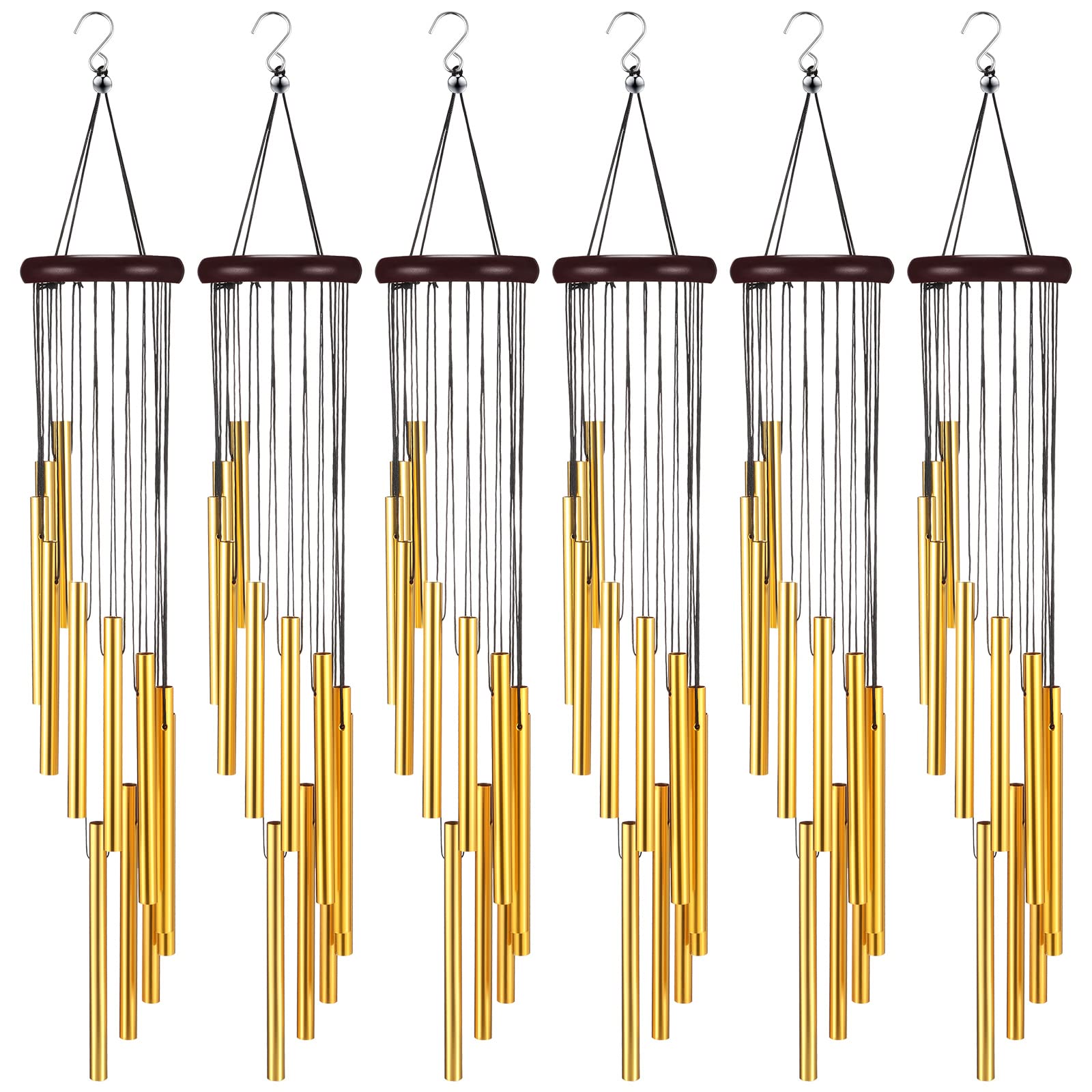 6 Pieces 28 Deep Tone Memorial Wind Chimes with 6 Aluminum Tubes Gold Aluminum Tubes Soothing Melody for Outdoor Garden Patio Home Farmhouse Decor