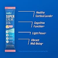 Vista 3 de Nello Supercalm - Mezcla de bebida – Limonada de frambuesa y mandarina tropical Ashwagandha KSM 66, suplemento de glicinato de magnesio y L-teanina