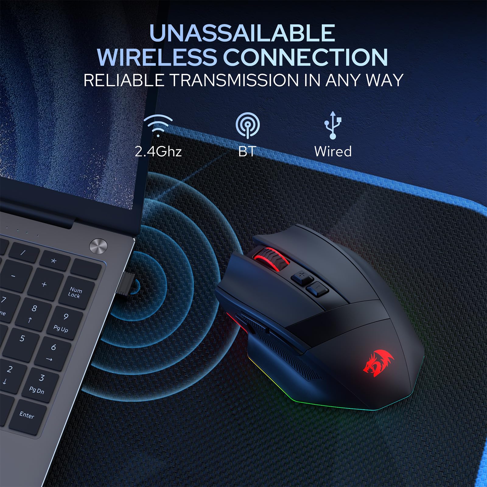 Redragon M923 Pro Ratón Gaming Tri-Modo RGB 24000 dpi Sensor SG8960