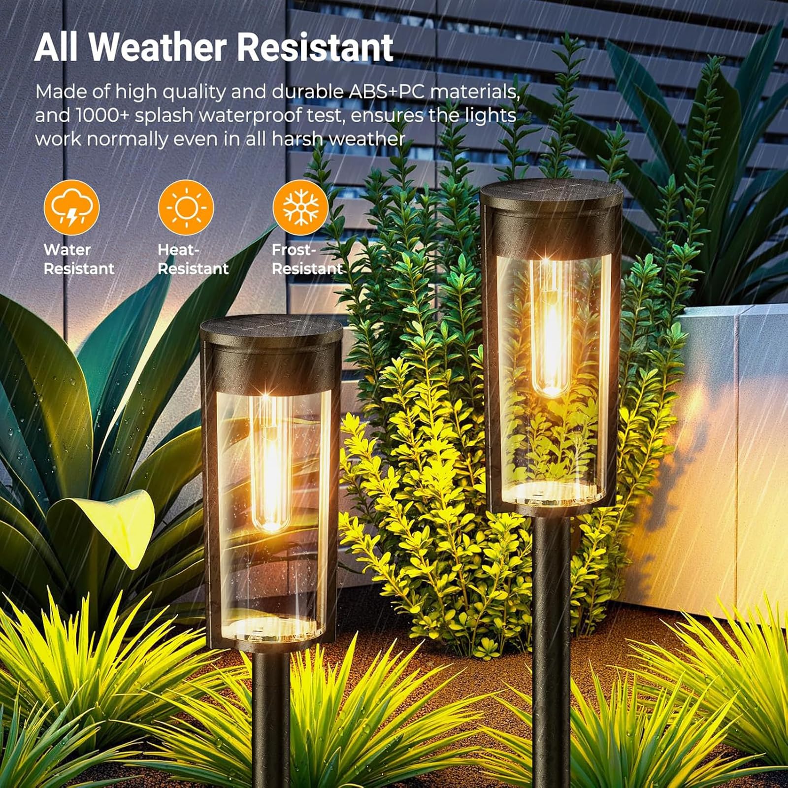 RECHOO Zewnętrzne lampy solarne do ogrodu, 4 sztuki zewnętrznych lamp solarnych w stylu vintage z jasnym ciepłym białym światłem, bateria 1000 mAh, wodoodporna IP65, zewnętrzne lampy słoneczne do