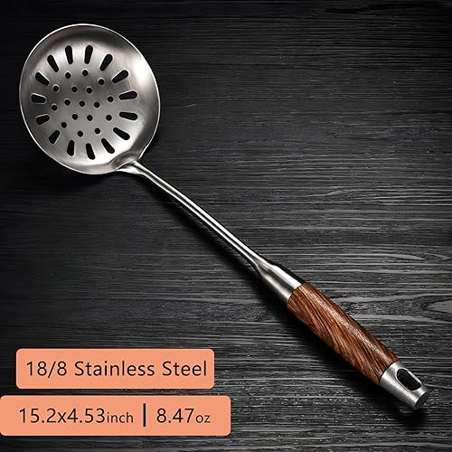 Miniatura 5 de GREATLINK Cucharón para colar, cucharas ranuradas para cocinar y freír, utensilios de cocina duraderos de acero inoxidable 304, cuchara coladora de