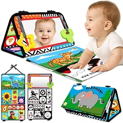 Baby Toys 0-6 Months - Tummy Time Toy Black and White High Contrast Newborn Toys - Baby Mirror