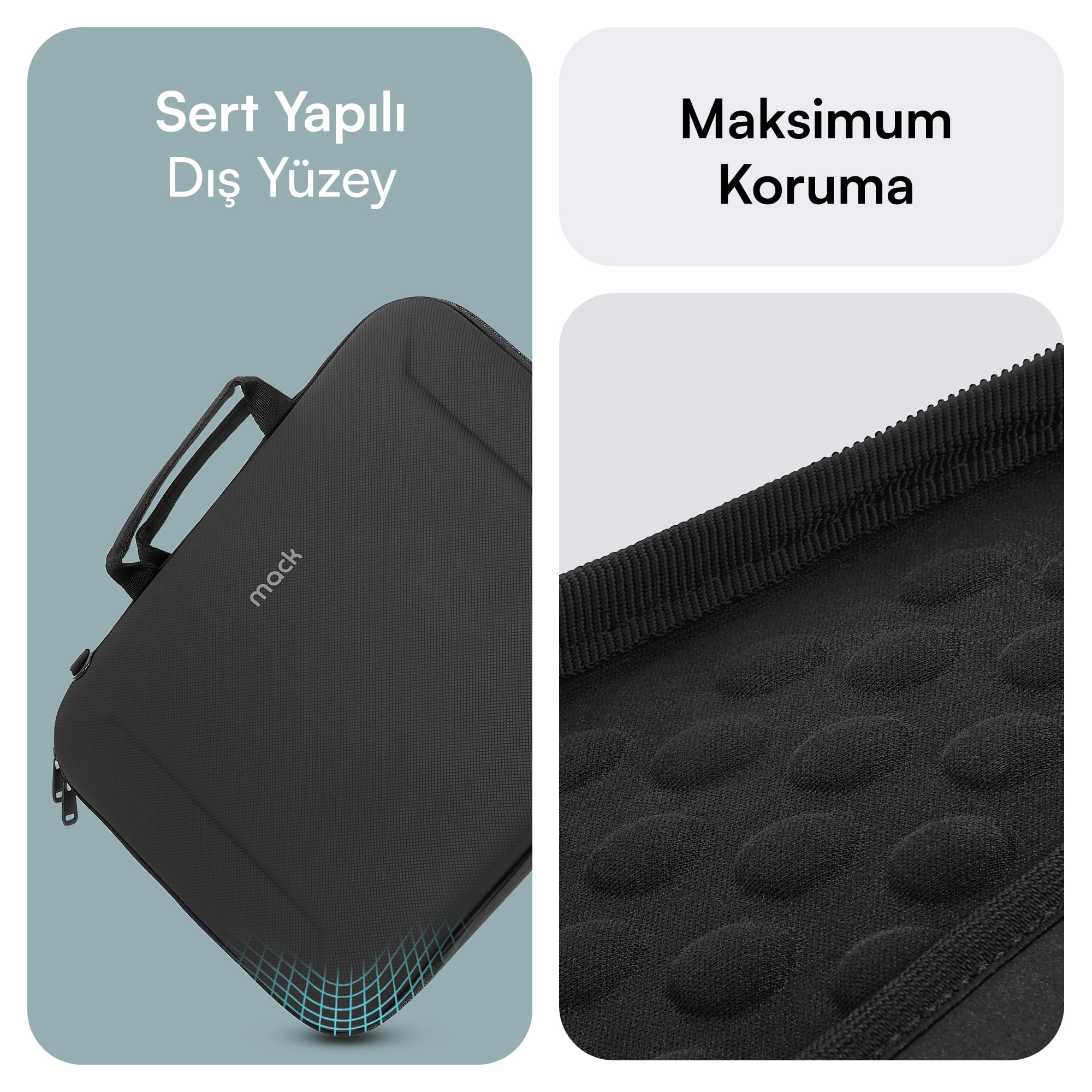 Mack Zone X MCE-1403 Sert Yapılı Çanta, 14” MacBook Pro, 13”MacBook Pro, 13” Macbook Air, 13”&14.1” Notebook modelleri için Koruyucu kılıf, Aksesuar Düzenleyicili iPad Taşıma Kılıfı
