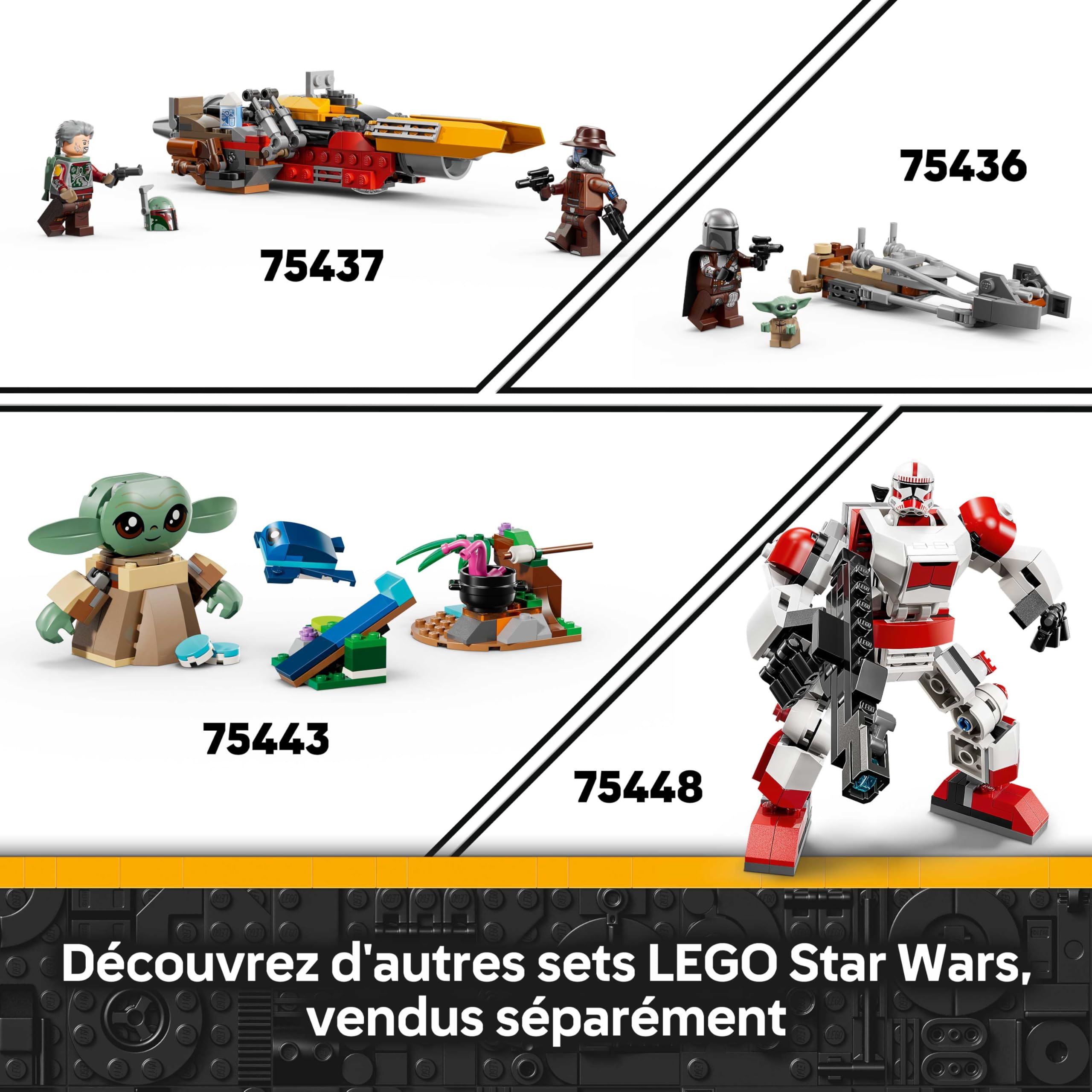LEGO Star Wars 75449 Pack de Combat Le Siège de Mandalore - Jouet d'action avec Minifigurines de 2 Mandaloriens & 2 Clone Troopers - Speeder & Pistolets Blasters - Cadeau pour Garçon dès 6 Ans & Fans