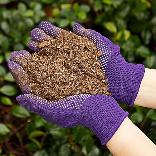 Miniatura 2 de Juvale Guantes de jardín para mujer, 6 pares (12 unidades), rosa, morado y azul, guantes de jardinería a prueba de espinas y resistentes a los