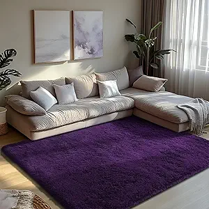 8x10 Fluffy Area Rugs for Living Room,Shag Area Rug for Bedroom,Soft Purple Fuzzy Rug Non-Shedding Indoor Plush Carpet for Kids Bedroom Nursery Home Decor