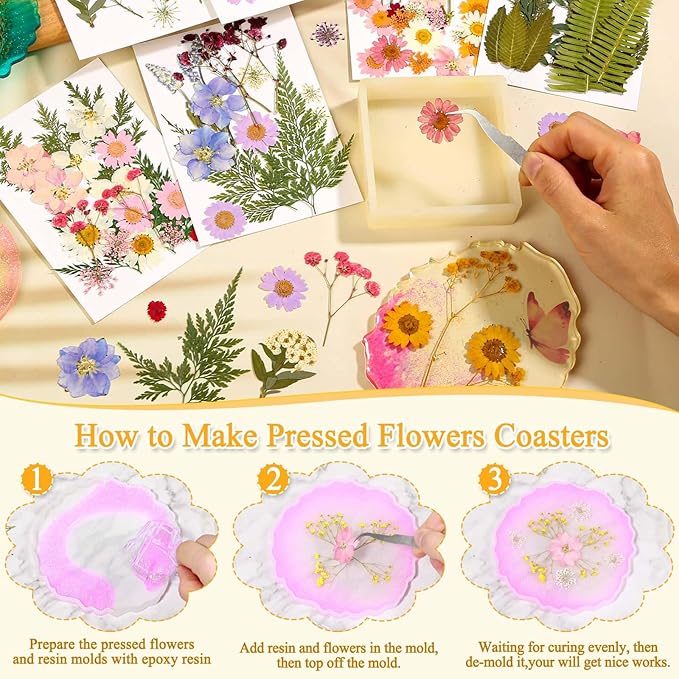 124 Piezas Flores Secas Prensadas Reales para Manualidades de Resina miniatura 5