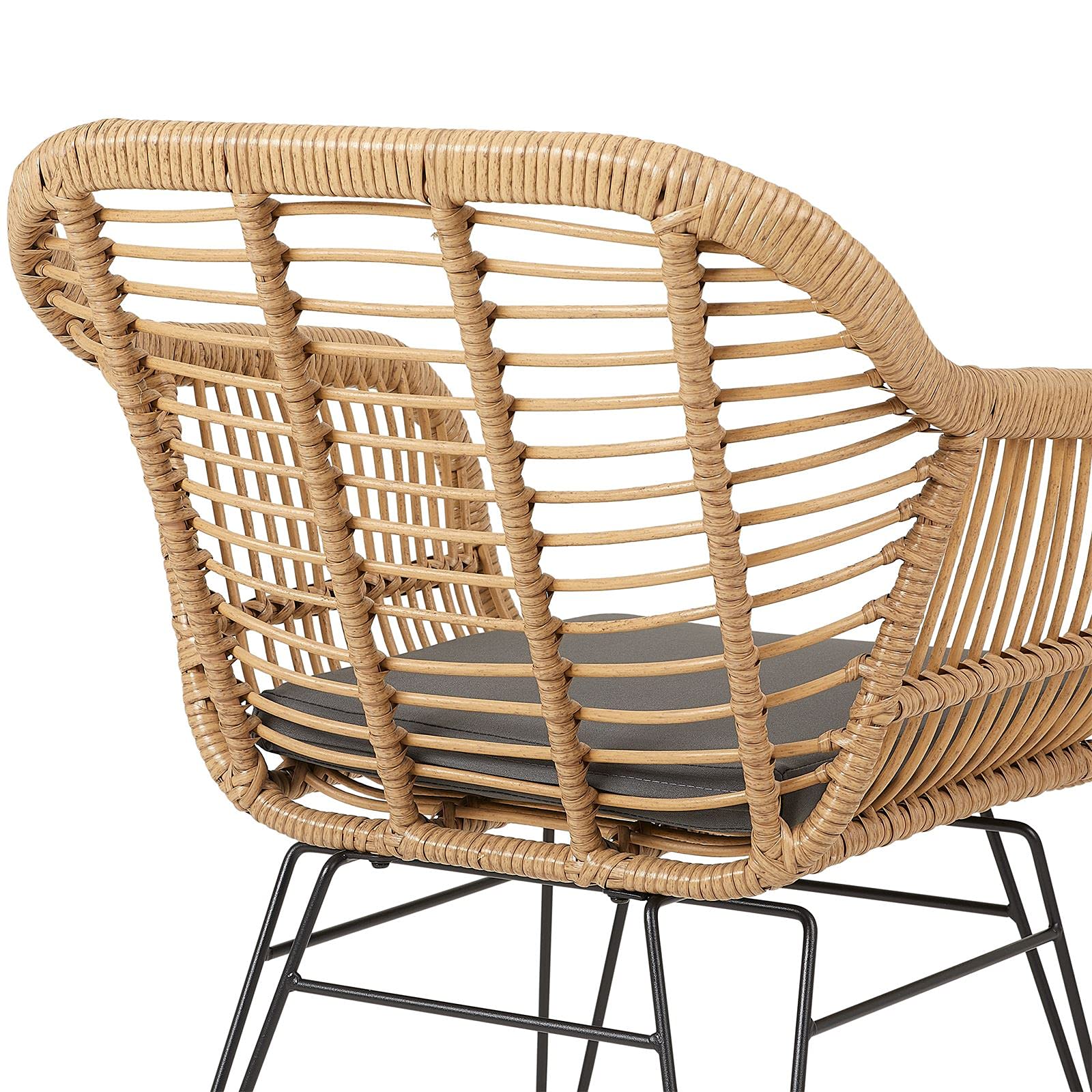 IDIMEX Gartenstuhl Paramo im 2er Set - Korbstuhl aus Polyrattan, Outdoor Stuhl mit gemütlichem Sitzkissen, moderner Esszimmerstuhl