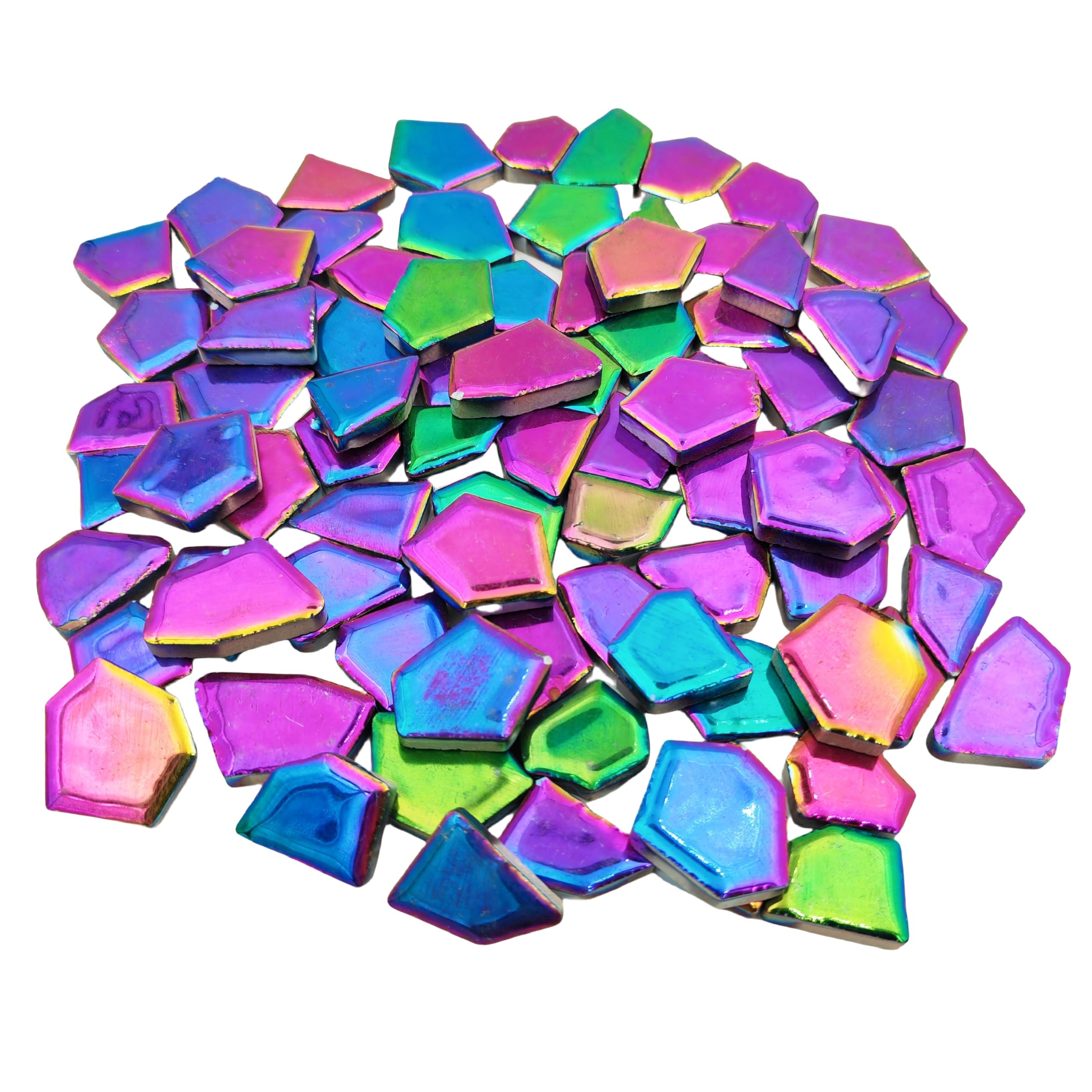 500g Porcelain Ceramic Mosaic Tiles,Broken Irregular Mosaic Tiles for DIY Craft Floor,Kitchen,Pool, Flower Pots Making Supplies (Rainbow)