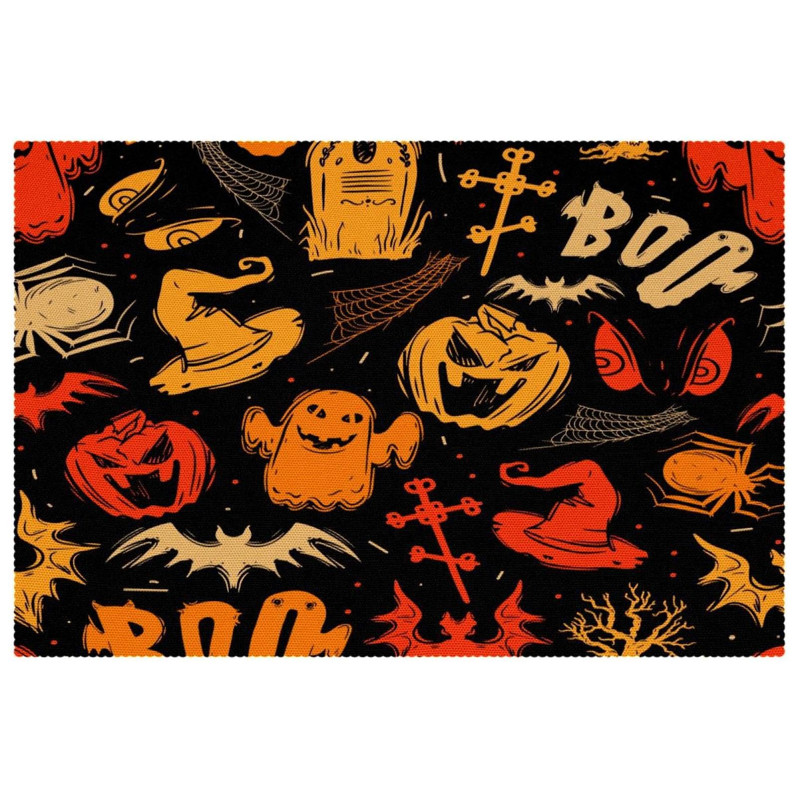 Set de table Halloween citrouille fantôme chauve-souris 30x45 cm de table