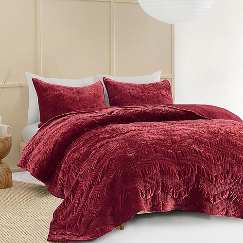 Miniatura 9 de SHALALA - Juego de edredón de terciopelo tamaño King, juego de ropa de cama tamaño King, edredones ligeros, colcha de lujo con diamantes y colcha