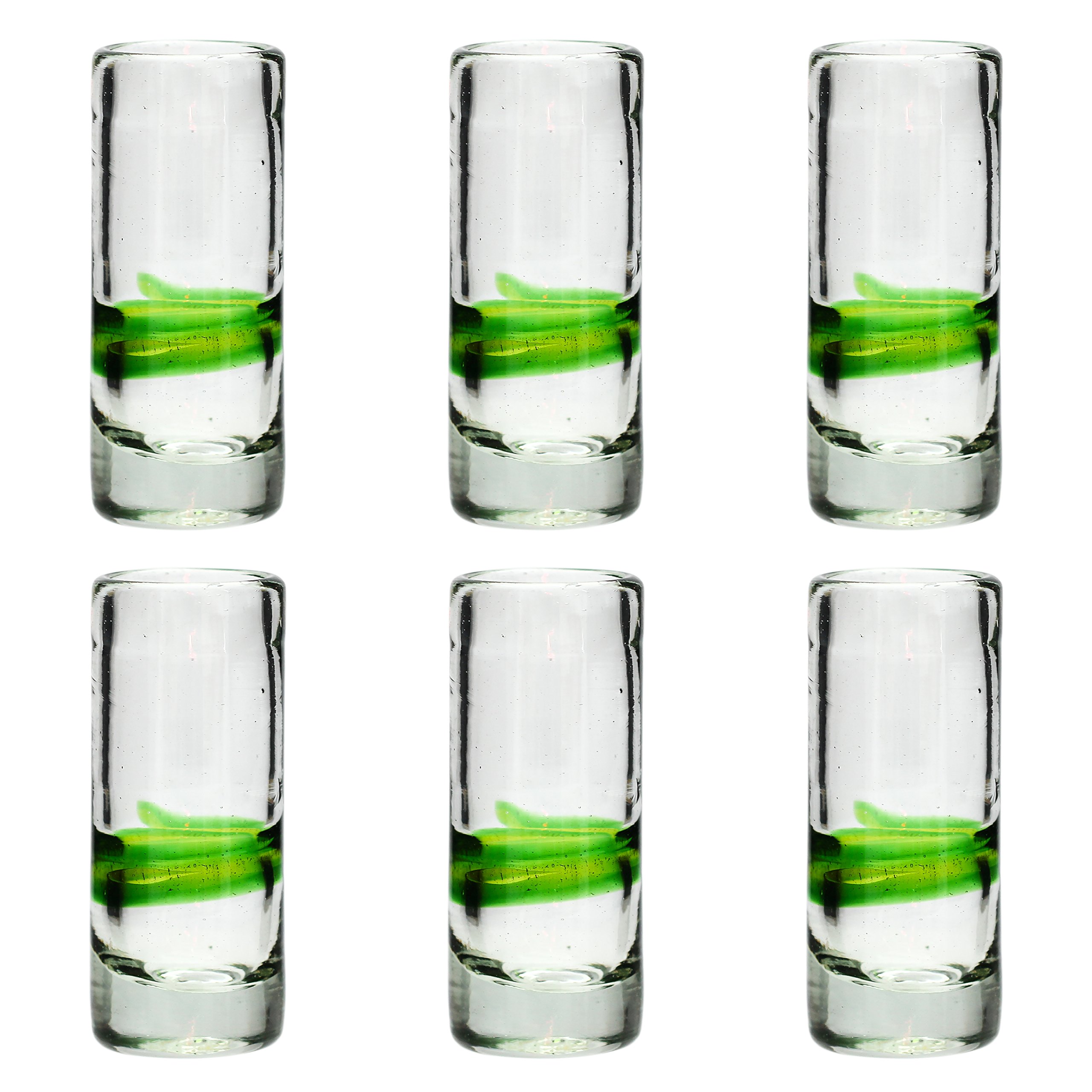 Tumia LAC Verre à Shot ou à Téquila Artisanal - Verre recyclé - Vert mélangé - par 6 pièces