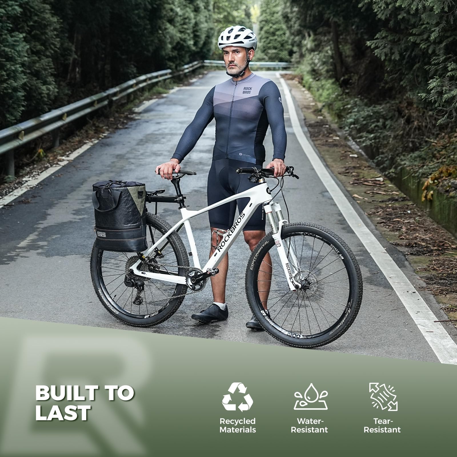 ROCKBROS Road to Sky 4 in 1 Borsa Bici Laterali 12L, Borsa da Bici per Portapacchi Regolabile con Maniglia e Tracolla, Idrorepellente e Ecologico, per Ciclismo Viaggio Commuting Escursioni