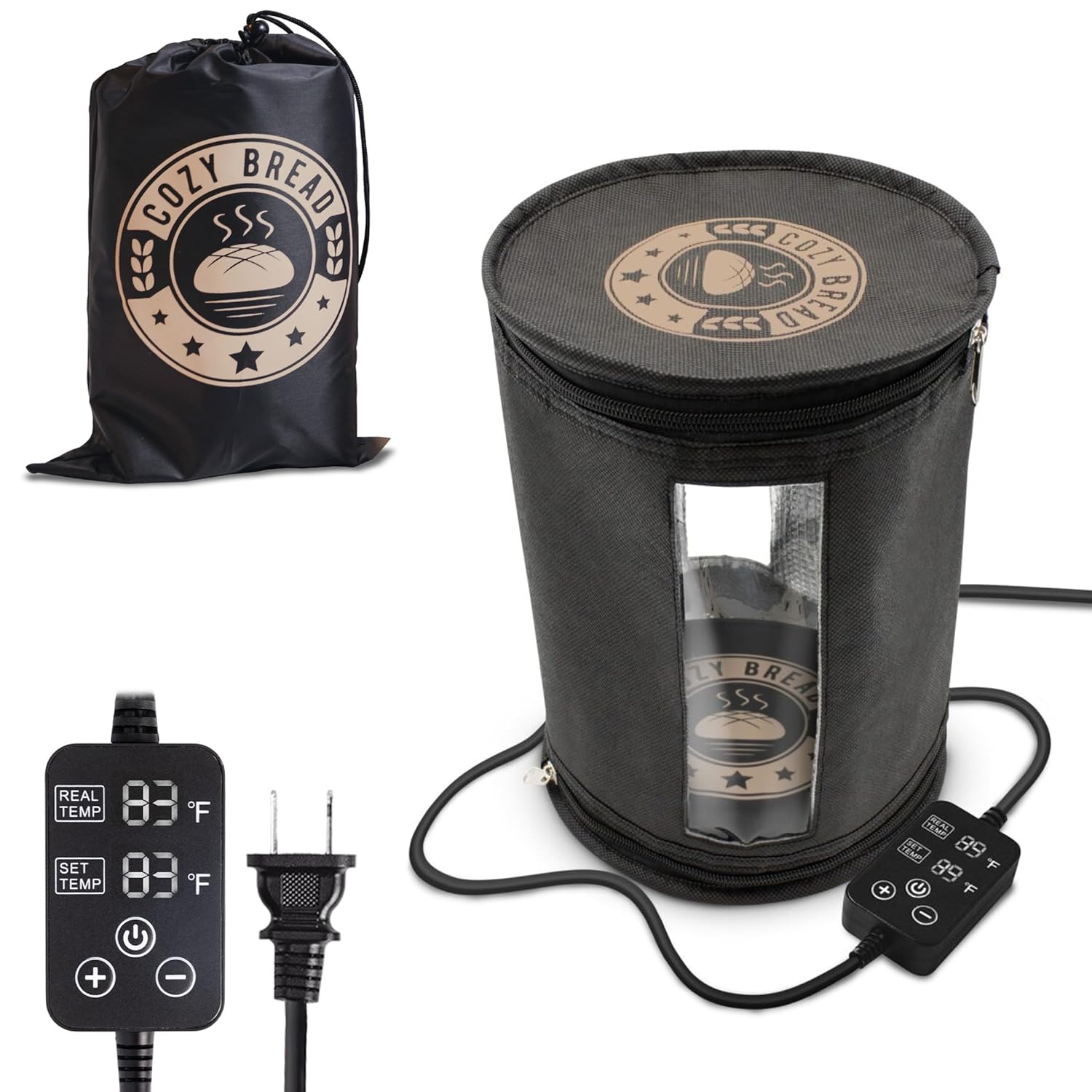 Cozy Bread® Starter Jar Warmer - Round Warming Mat & Insulation Cylinder | Perfect for Fermenting Sourdough Starter | USA Brand image 1