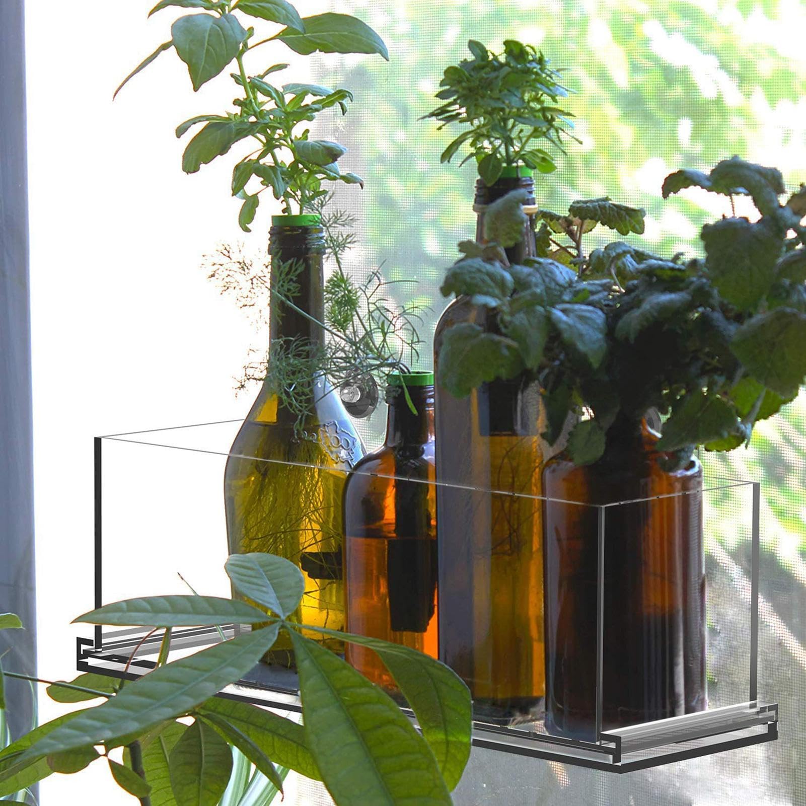 C Acryl-Fenster-Pflanzgefäß, rekularer Sukkulentenkasten mit Abflusslöchern, Kräuter- und Blumentopf für den Innenbereich, für Krankheiten, Tischdekoration, Heimdekoration