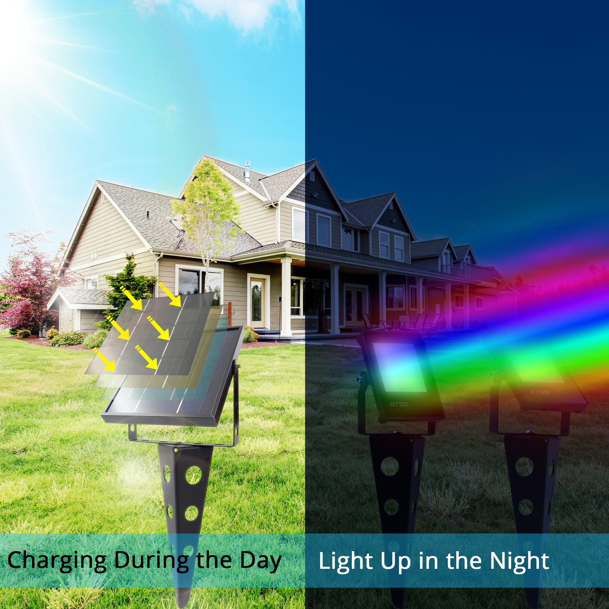 Amazon.co.jp : 色が変わるソーラースポットライト屋外防水、ZETA RGB