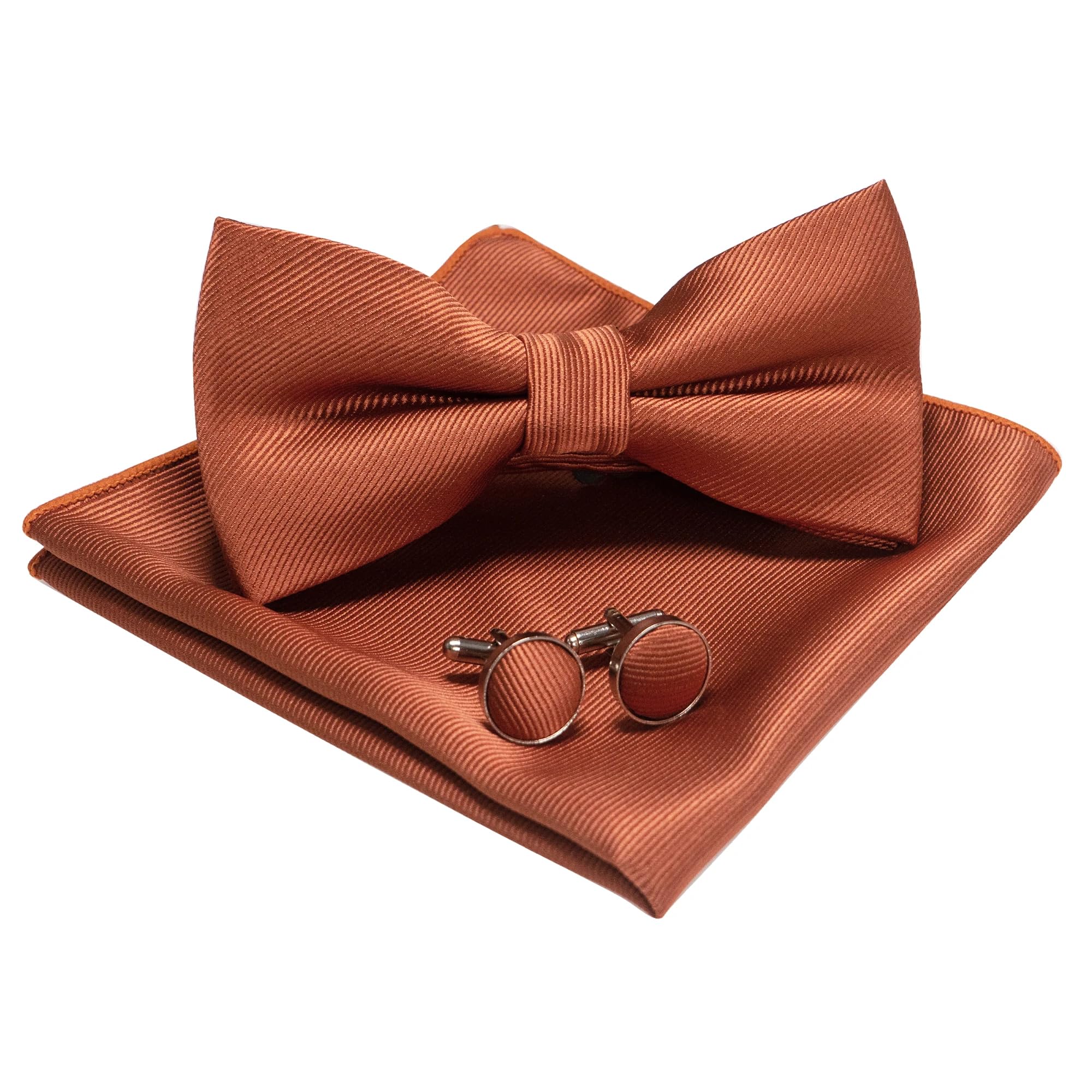 JEMYGINS Noeud Papillon Homme Uni avec Pochette et Boutons de Manchette pour Mariage Business et Ceremonie