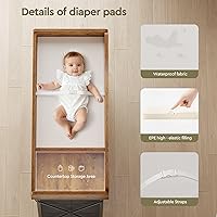 Vista 3 de Changing Table, 6-Drawer Baby Dresser with Changing Table top,Waterproof Diaper Changing Station & Pad, 2 Height-Adjustable Open Storage Shelves