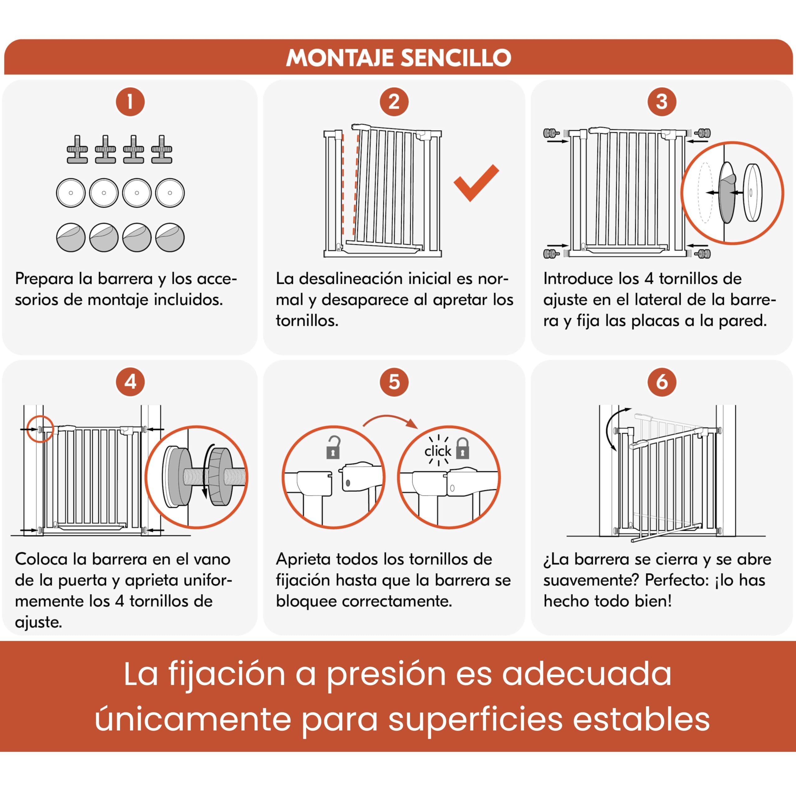 hauck Stop N Safe 2 Silver Barrera Seguridad Niños | Valla Infantil para Puertas y Escaleras de 84 a 89 cm – Sin Taladrar – Seguridad Bebé - Aptas como Vallas para Perros – Solo para Interiores