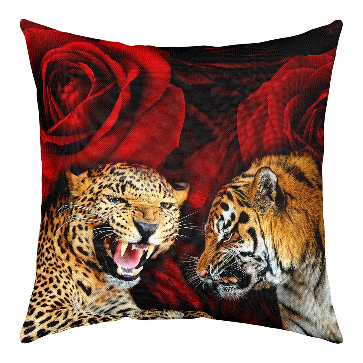 WXLWHR Federa Per Cuscino Leopard Set Di 2 Copricuscini Con Stampa Di Leopard Jungle Decorativi Lavabile in Lavatrice Per Sedia, Camera Da Letto 50x50cm