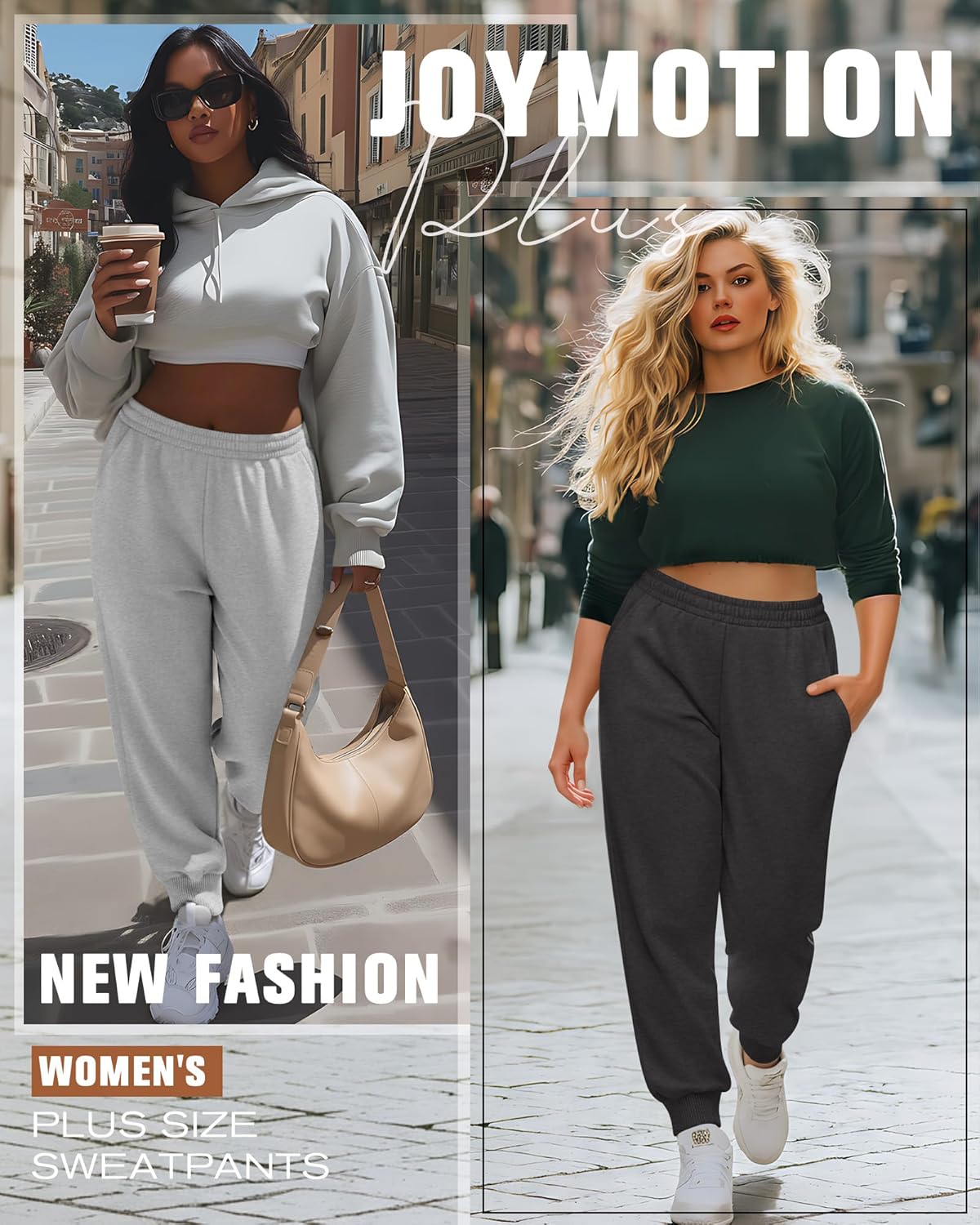 3 Pack Women's Plus Size Sweatpants Joggers Baggy Interior Drawstring Athletic Elastic Waisted Pants with Pockets - Image 2