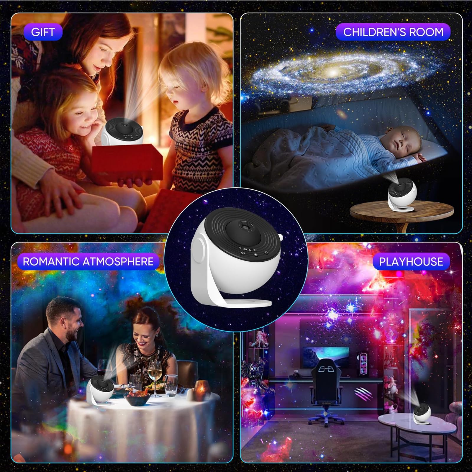 Generico Proiettore Galassia Lumeeza per Bambini, Proiettore Galassia Astronauta con 13 Dischi Film, Proiettore360 ° Planetario per, Luce 2 in 1 per Creare un Cielo Stellato (mix)