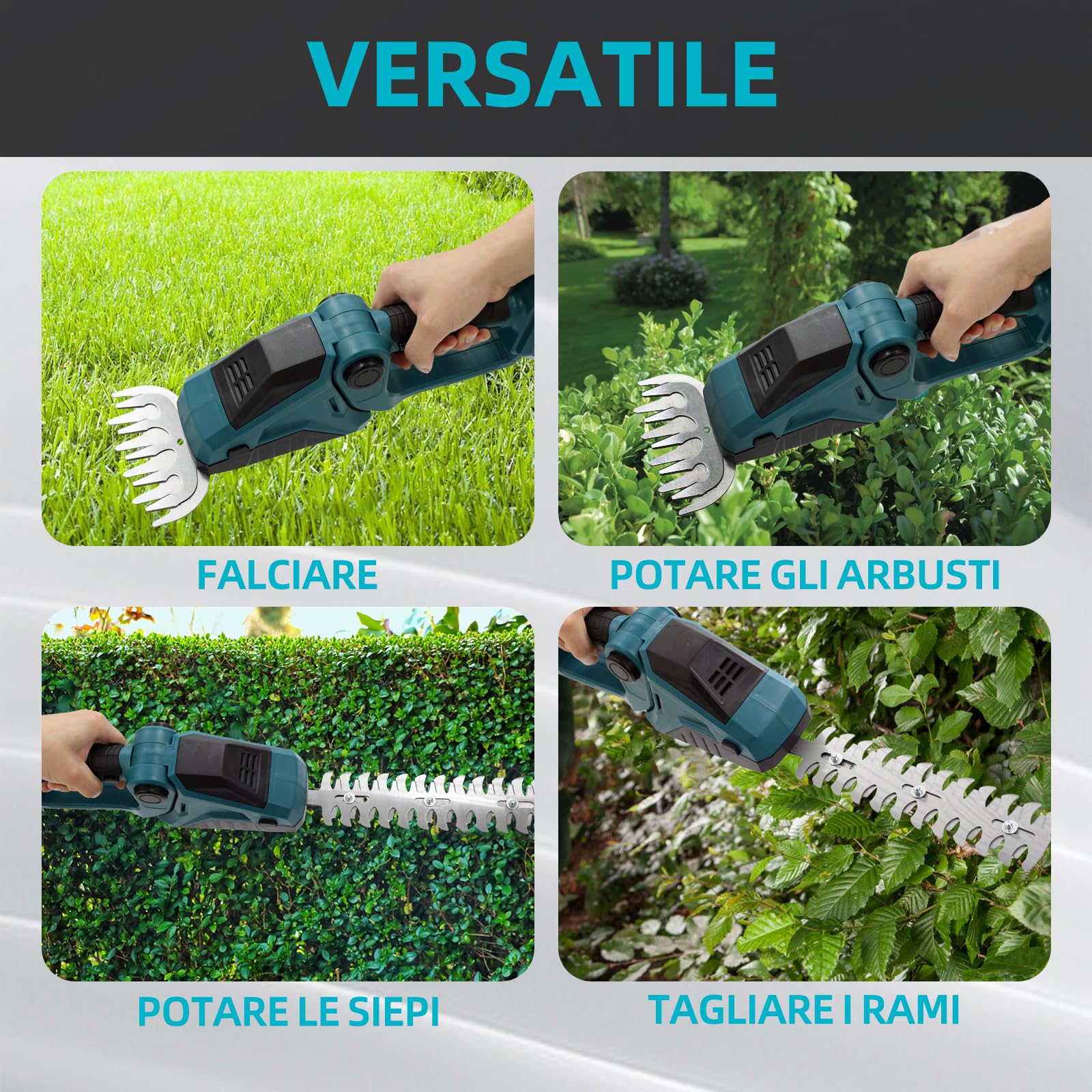 Set di cesoie per erba a batteria, compatibile con Makita 18 V, pratiche, tagliasiepi, tagliasiepi con coltello per erba e cesoie per arbusti, senza fili (senza batteria)