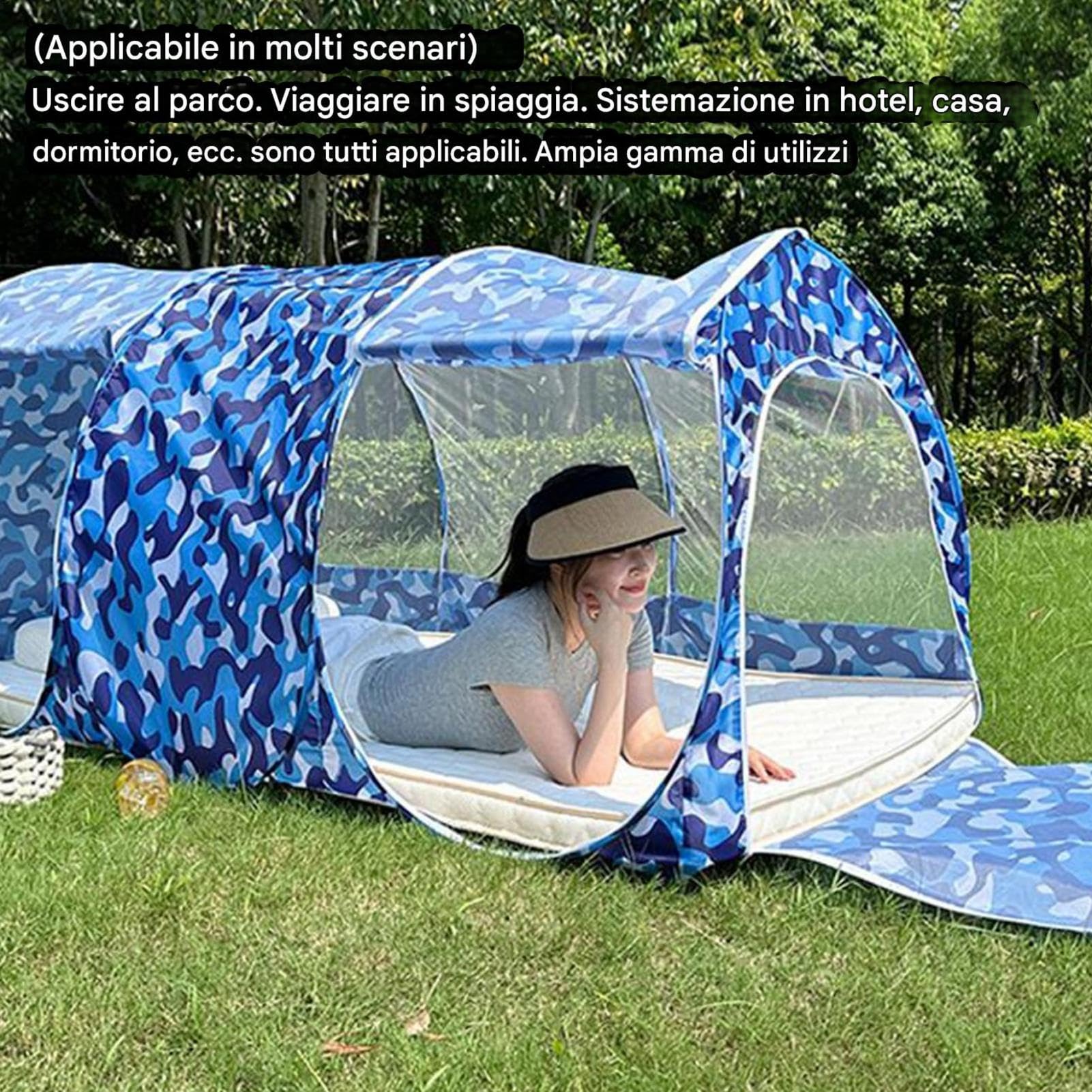 Tunnel mit riesigem Regenmantel, 5000 mm Wassersäule | Camping mit Plane und eingesetzter Vorderwand | Gruppentunnel Familientunnel Wurfsack Wasserdicht Simpic