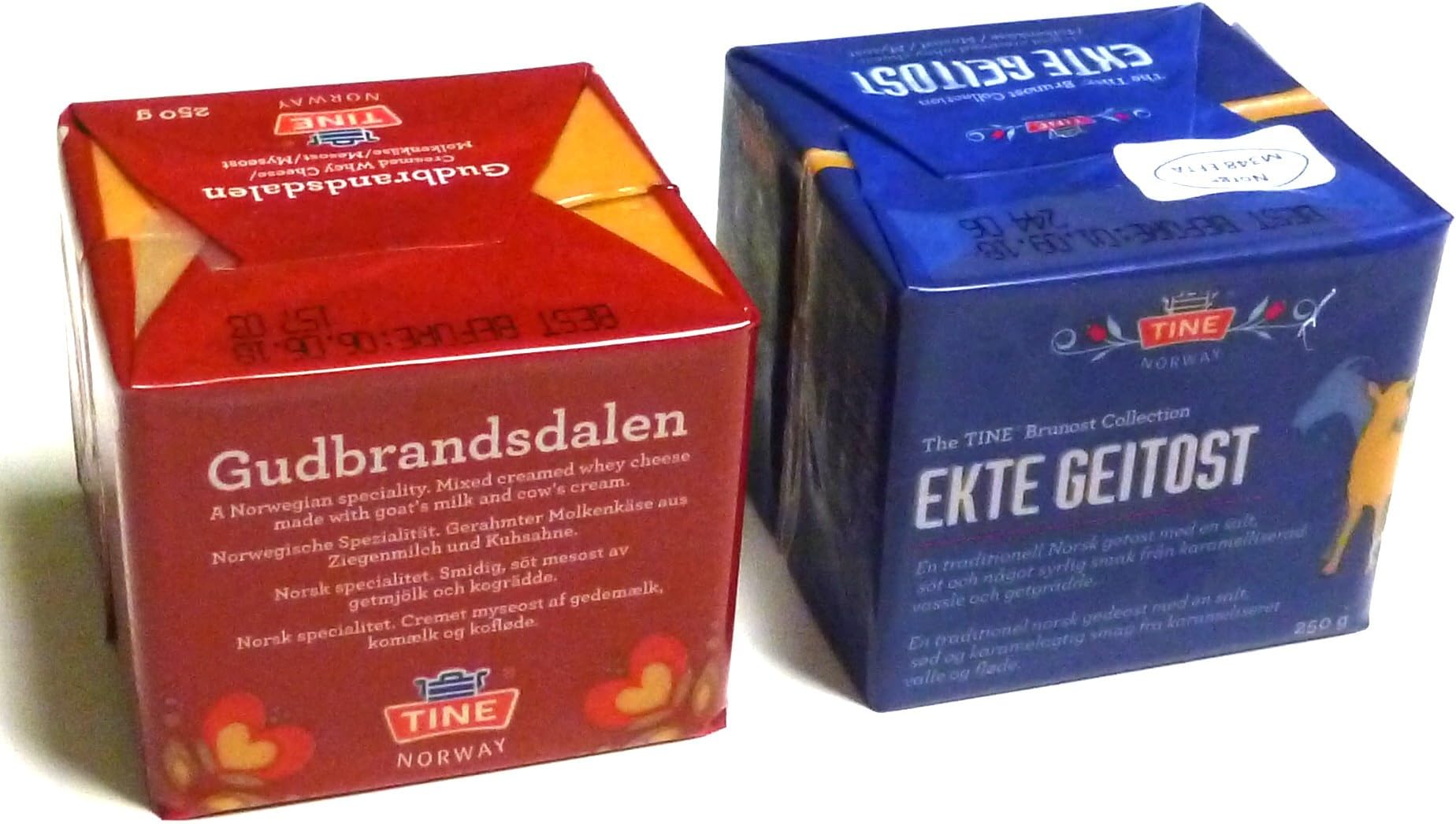 Gudbrandsdalen and Ekte Geitost 2x250g Brunost Norwegian Caramel Cheese