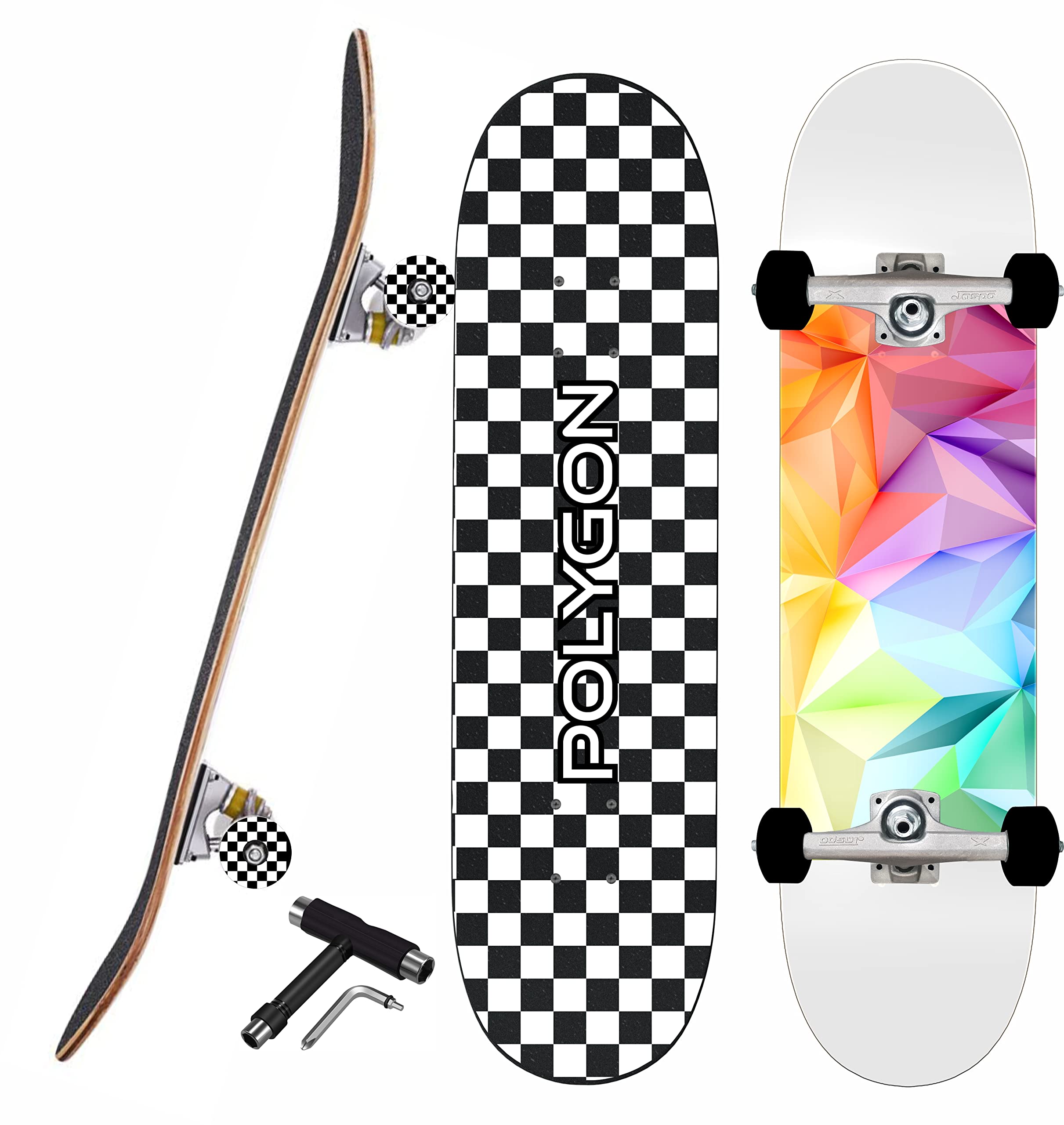 Jaspo Polygon (31” Inches X 8” Inches) 7 Layer Complete Canadian Maple Skateboard with ABEC-9 Bearings Suitable for Kids/Girls/Boys/Youth/Men/Women - Made in India (B09XQMZDYW) Amazon Price History, Amazon Price Tracker
