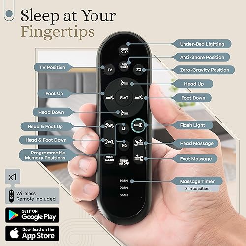 Miniatura 4 de Sven & Son Classic Base de cama ajustable, colchón de espuma de 10 pulgadas, firme, elevación de cabeza y pies, masaje, luces debajo, USB, memoria,