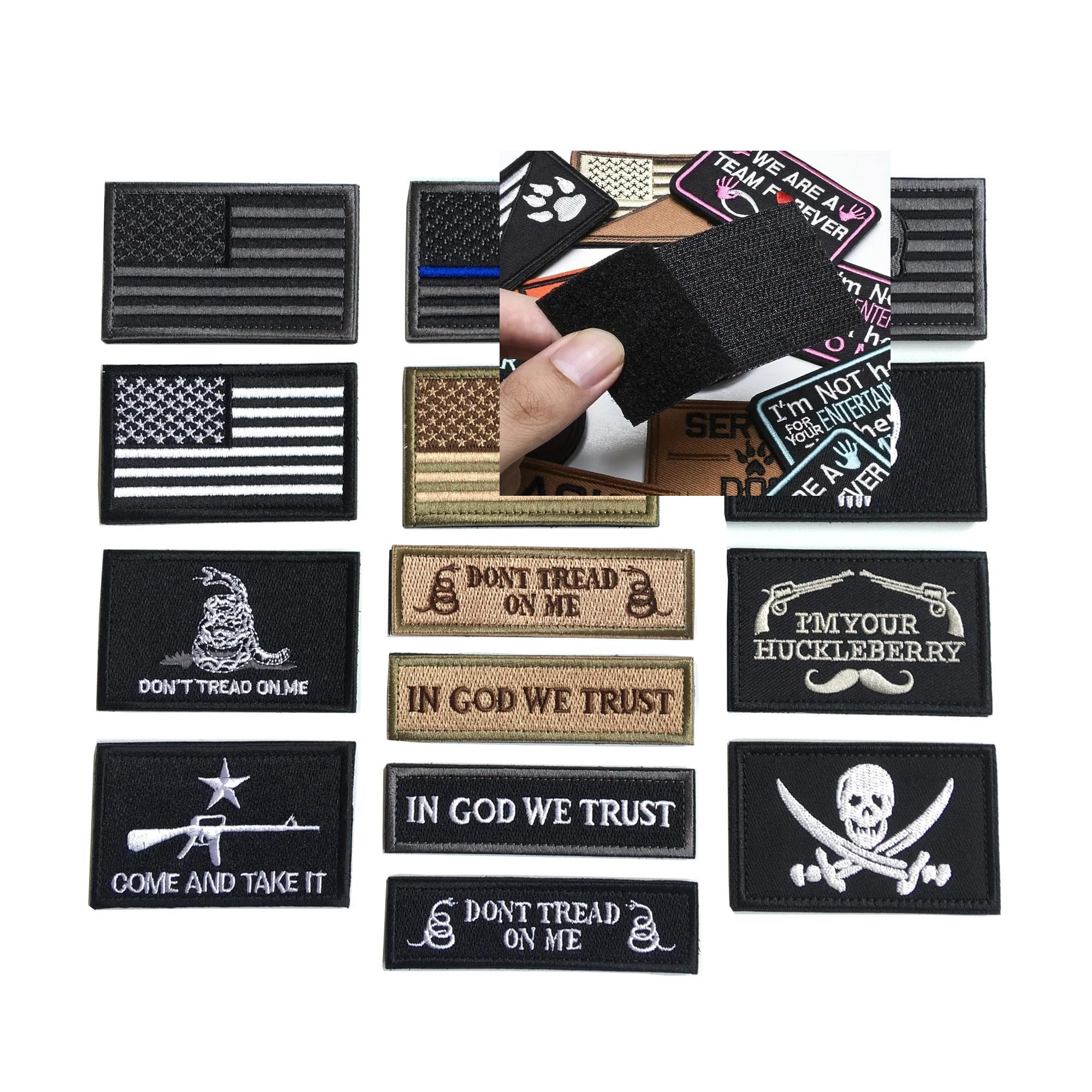 Bundle 14 Pieces American Flag Tactical Military Patch Set Embroidered Applique Hook and Loop Patch for Caps,Bags,Backpacks,Tactical Vest,Military Uniforms