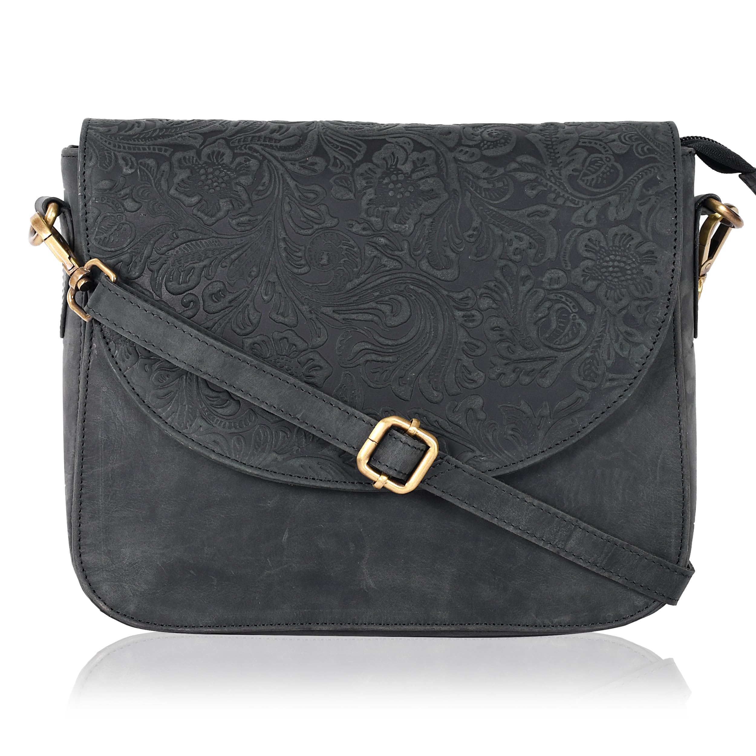 OzoraGenuine Leather Shoulder Crossbody Purse For Women with Adjustable Strap, Mobile Pocket & Outside & Inside Zipper