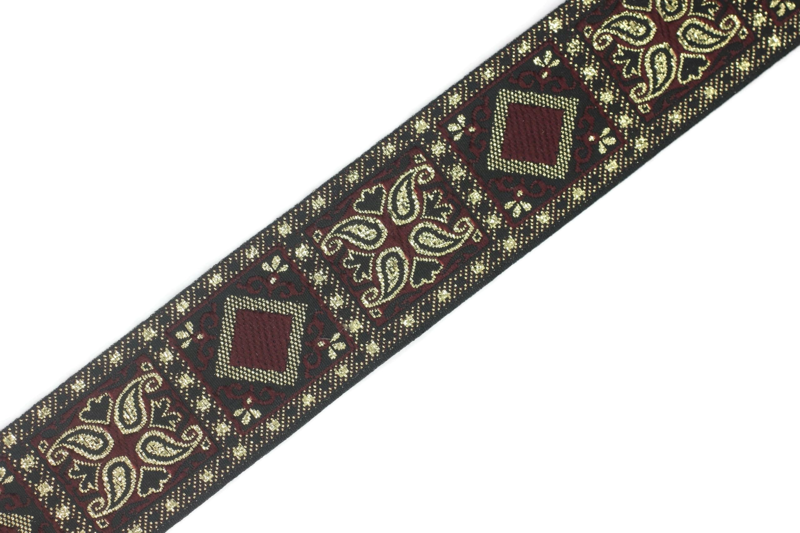 Galon Jacquard vintage beige,vert et doré