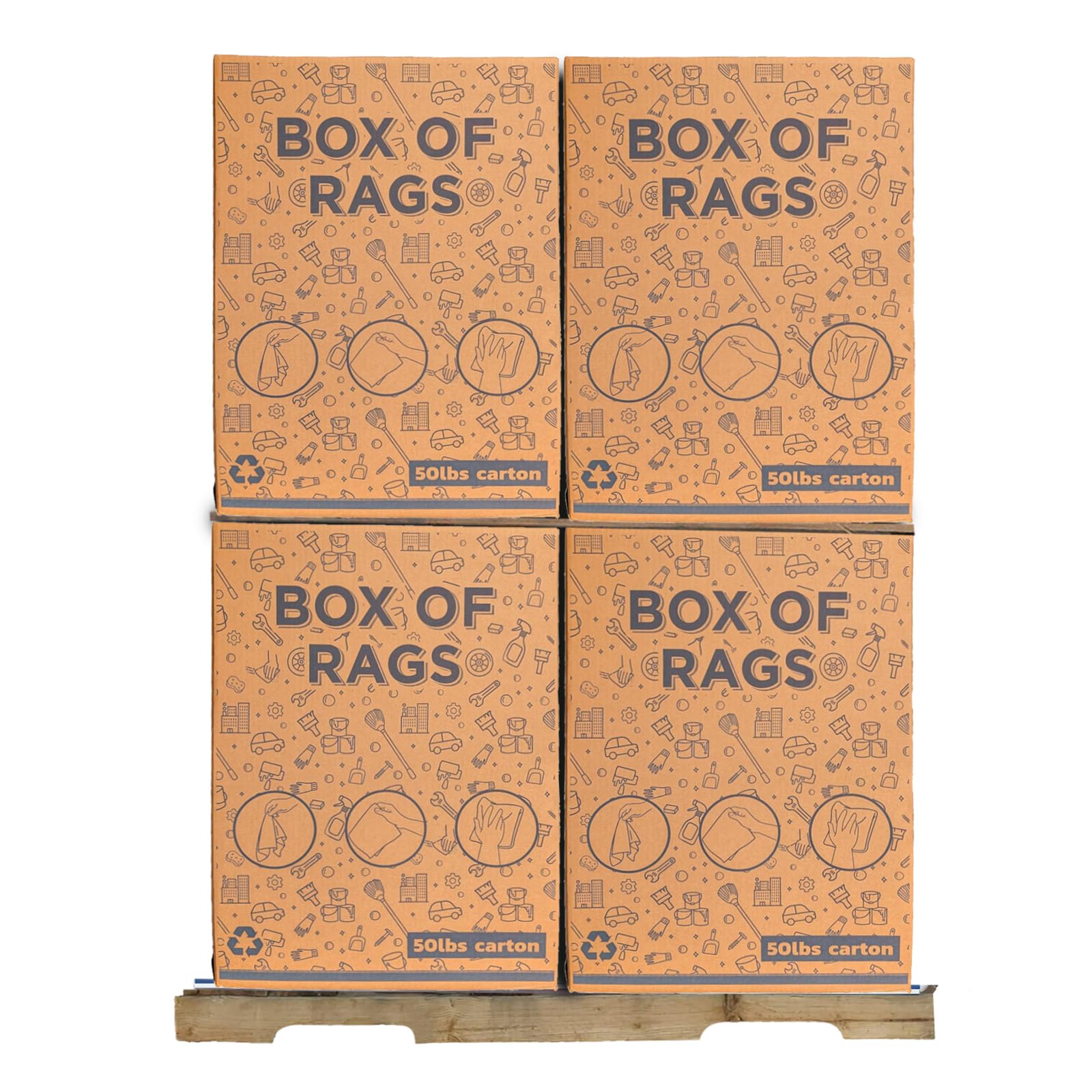 Recycled White Fleece Rags - 600 lbs Pallet - 12x50 lbs Box Shop Bulk Sweatshirt Cotton Cloth Rag