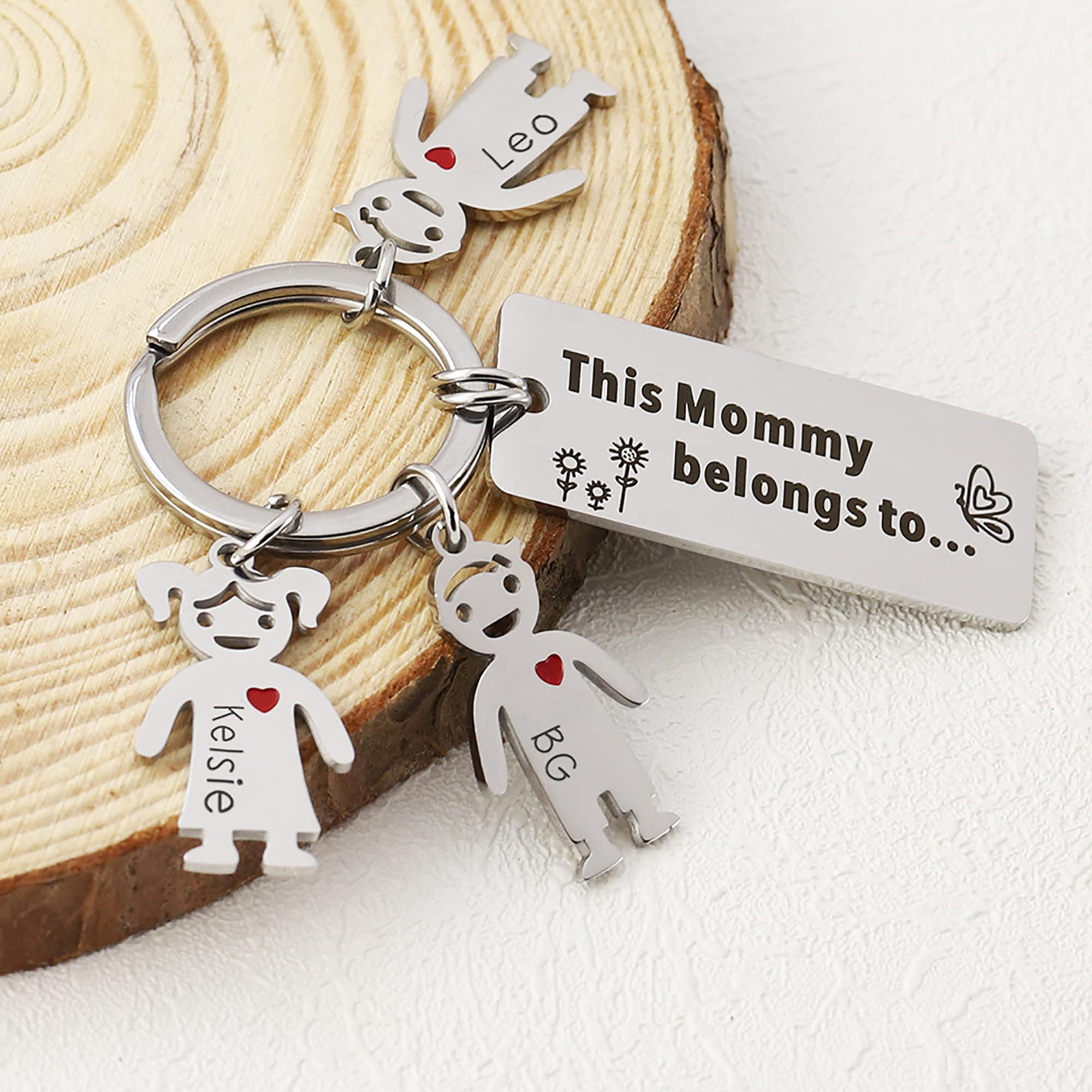 Llavero personalizado para hombres y mujeres con dijes para niños de 1 a 9, llavero personalizado para el Día del Padre, llavero familiar grabado para papá y mamá