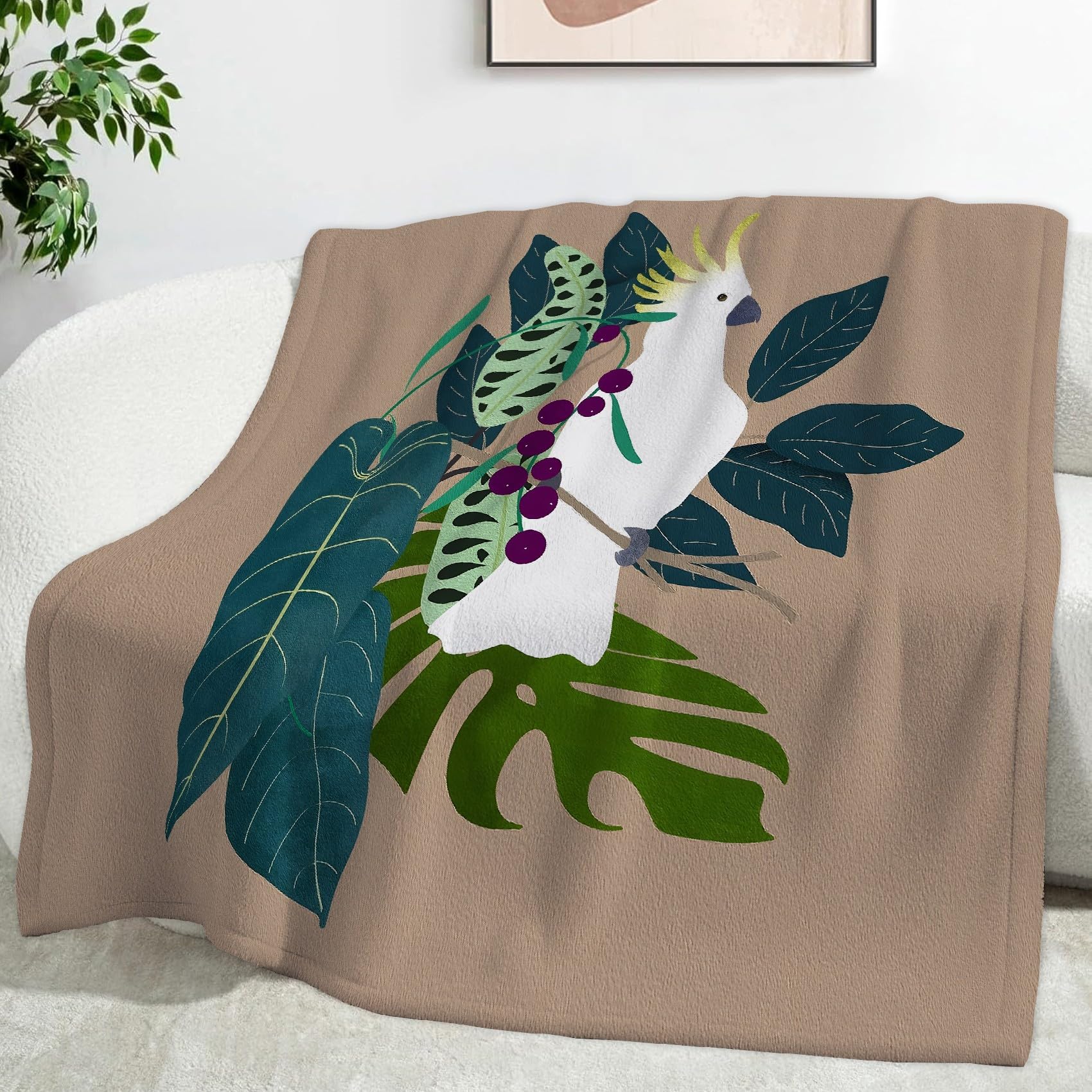 Plaid Perroquet en Flanelle 180x220 cm Idéal pour Vos Soirées Cocooning au Salon