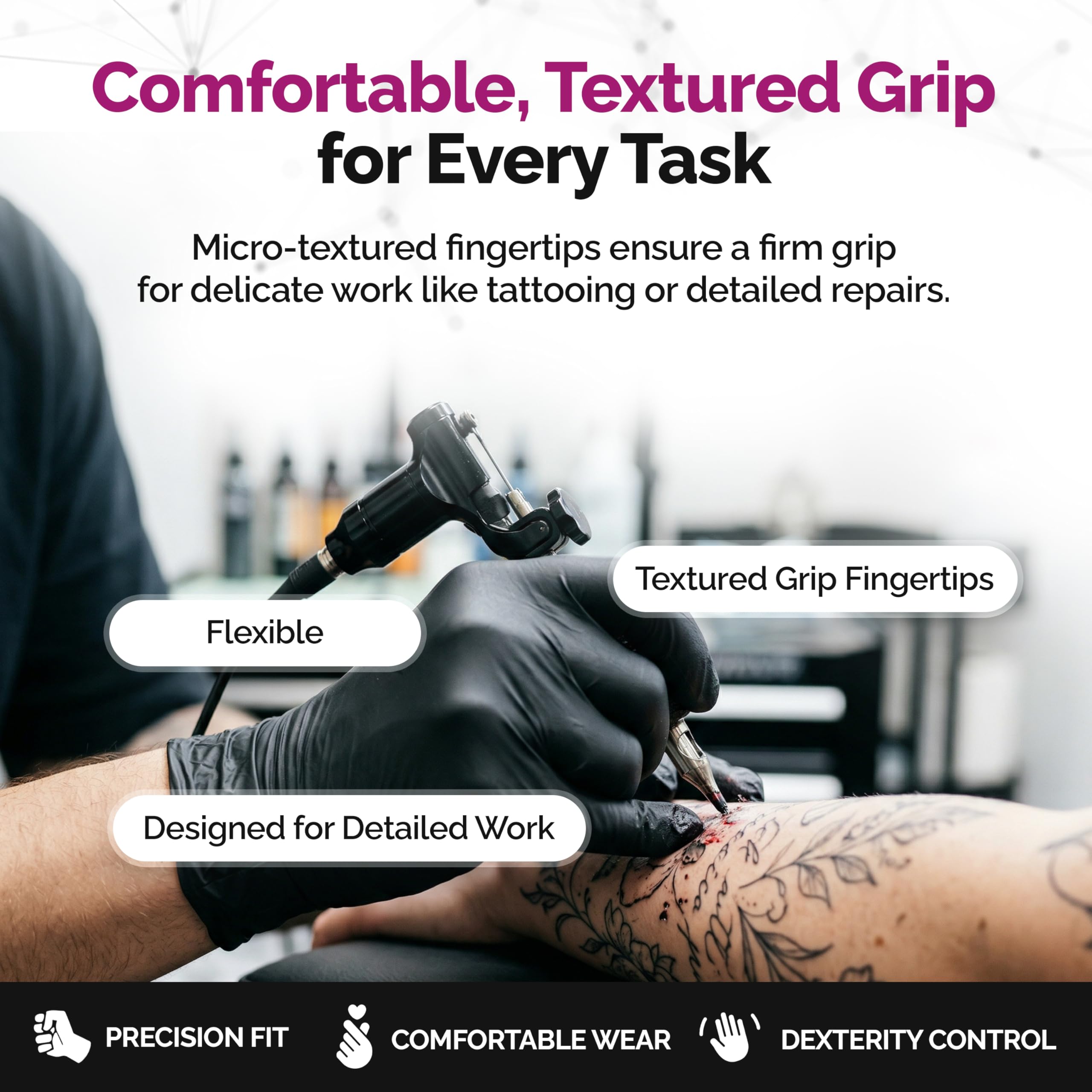 GripProtect Guantes de nitrilo negros precisos, resistentes al fentanilo, clasificación quimioterapéutica, para alimentos, hogar, hospital, fuerzas del orden, tatuajes 1000/C (XL)