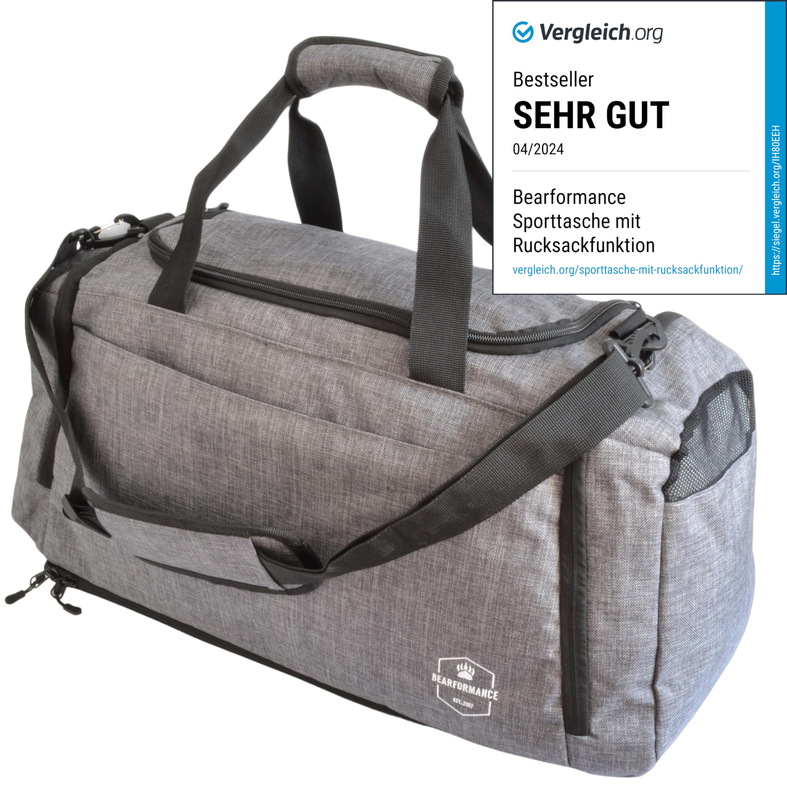 Ultimate Sac de sport avec compartiment pour chaussures et compartiment humide avec fonction sac à dos pour le sport, l'entraînement, la gym, les voyages pour homme et femme