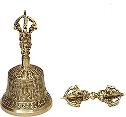 Dharma Store - Conjunto de sino de meditação budista tibetana e Dorje