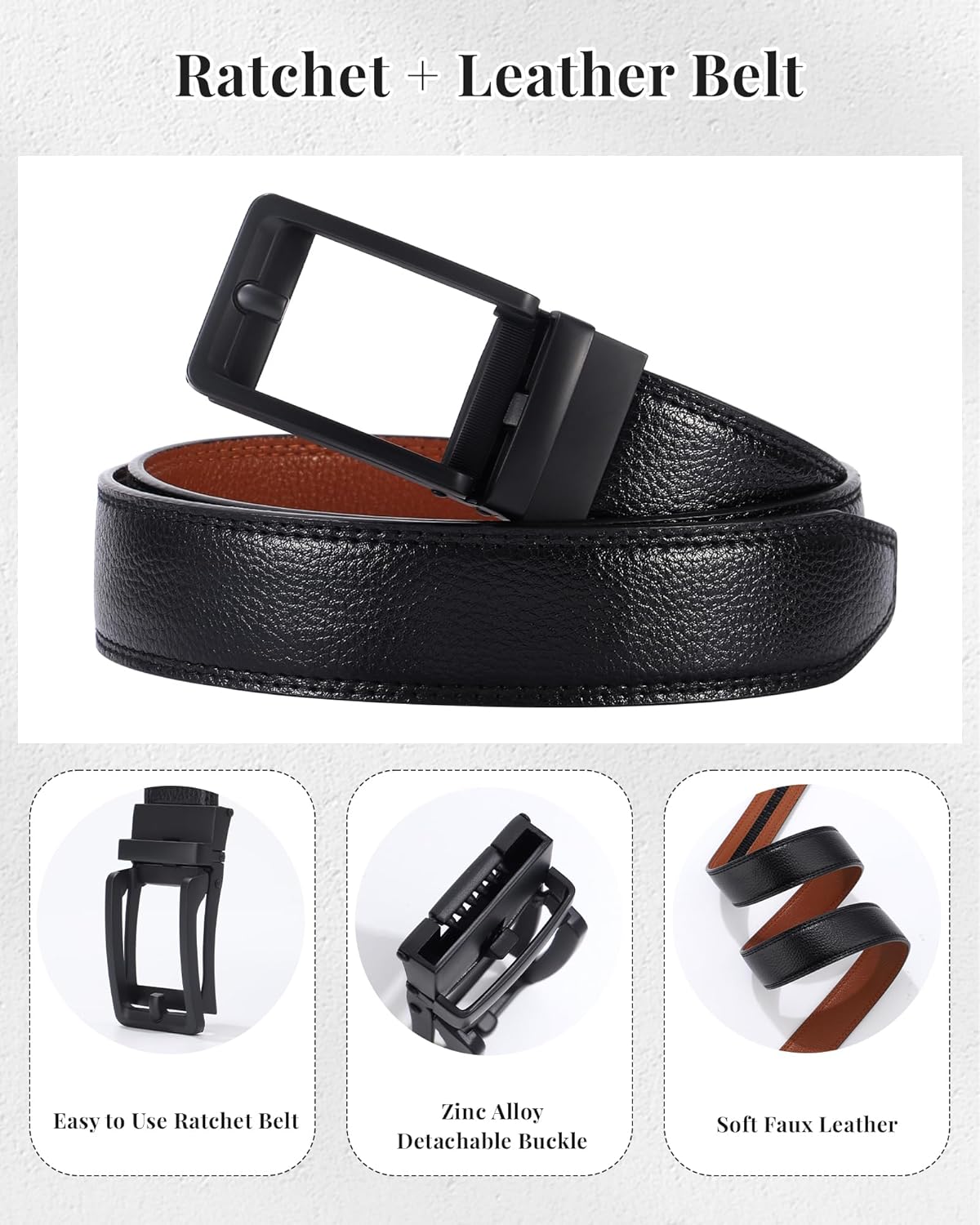 AWAYTR Ratchet Dress Belt for Men - Adjustable Comfort Click Belts for Jeans with Slide Buckle - Image 4