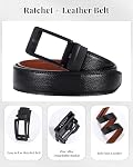 Ratchet Dress Belt for Men - Adjustable Comfort Click Belts for Jeans with Slide Buckle