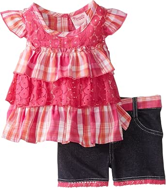 Baby Girl 2 Piece Long Sleeve Blouse and Short Set