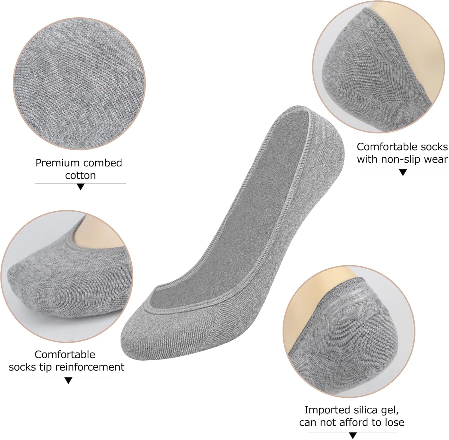 YouGa Invisible Socks Women - 3/6 Pairs No Show Ladies Non Slip Ankle Cotton Socks for Sneaker Loafers 7 81czQkYYH+L. AC SL1500