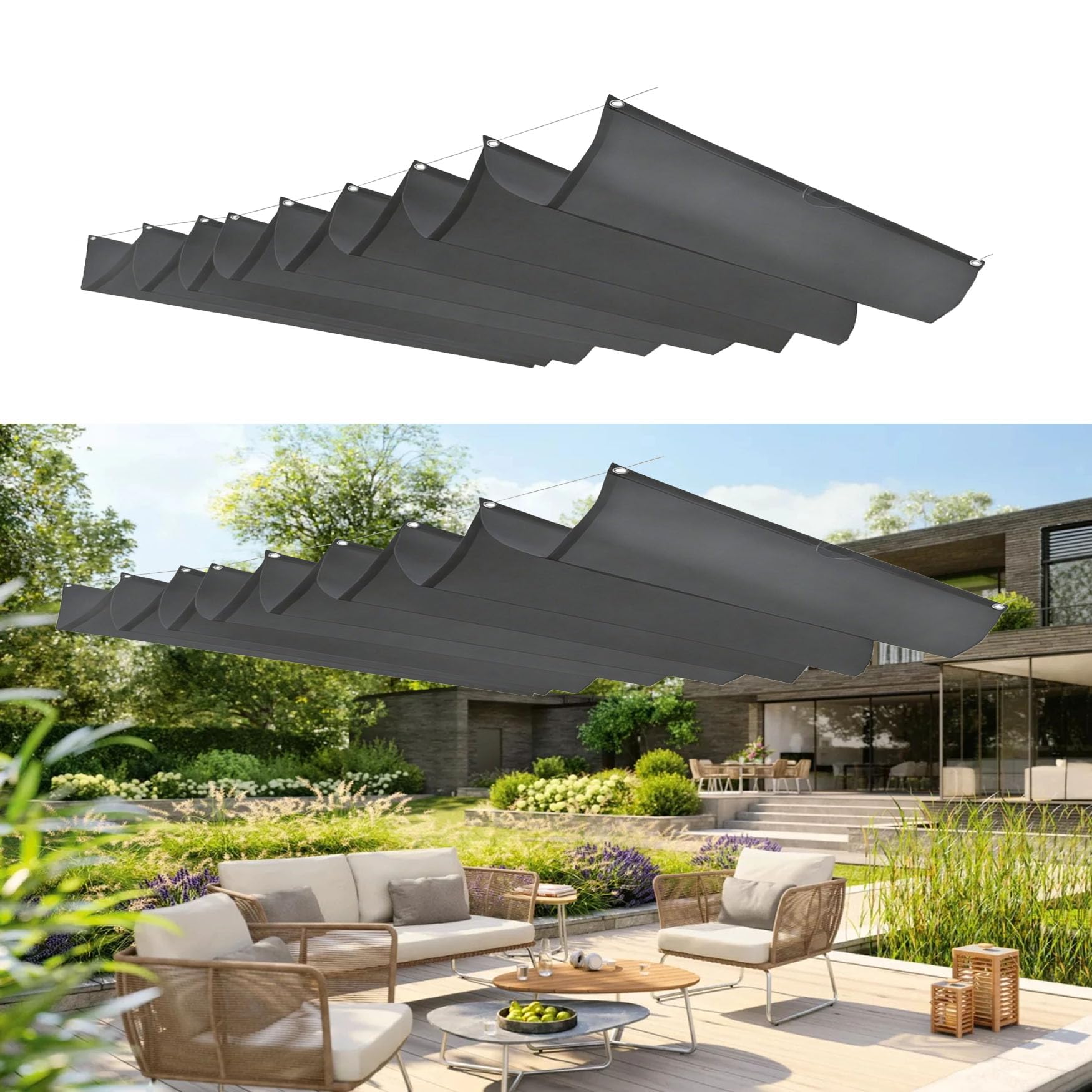 Voile d'ombrage rétractable pour piscine d'hôtel et terrasses de patio