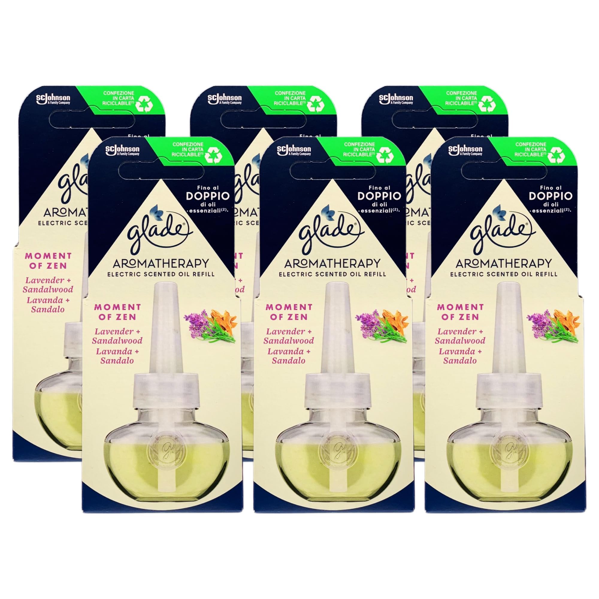 Ricarica Aromatherapy Liquido Elettrico, Profumatore Per Ambienti, Fragranza MOMENT OF ZEN - Lavander + Sandalwood - 20ml (6 Unità)